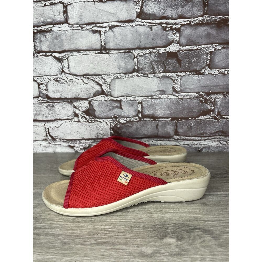 Fly Flot Anatomic Red Mesh Slide Wedge Comfort Casual Sandals Women’s 36EU/6M US